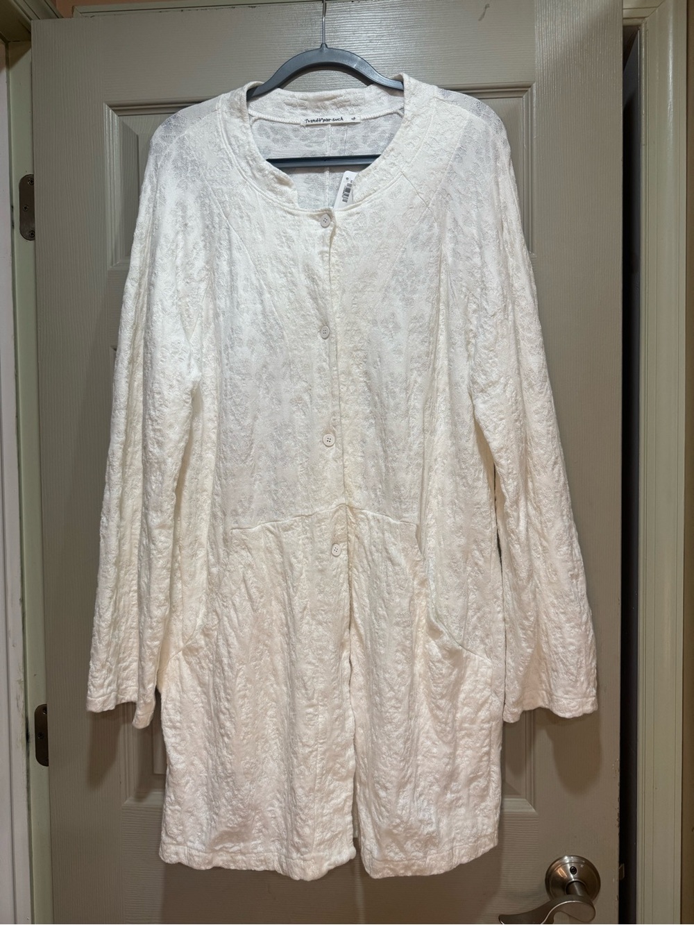 Transit Par Such Jacket Italy 4 US L 10 NWT Cream Linen Cotton Duster Cardigan